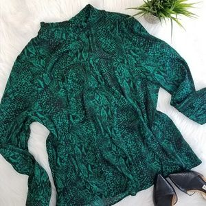 Who What Wear Snakeskin Keyhole Back Blouse